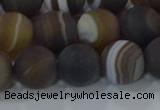 CAG9340 15.5 inches 12mm round matte line agate beads wholesale