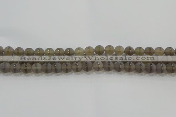 CAG9344 15.5 inches 8mm round matte grey agate beads wholesale