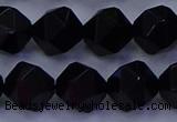 CAG9354 15.5 inches 12mm faceted nuggets black agate beads