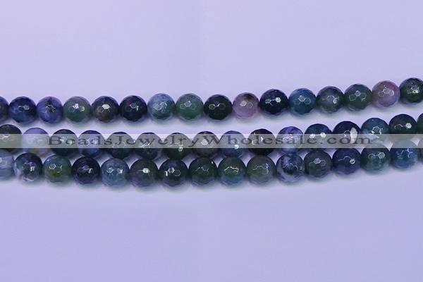 CAG9364 15.5 inches 12mm faceted round moss agate beads wholesale