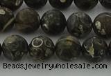 CAG9383 15.5 inches 10mm round matte turritella agate beads