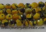 CAG9451 15.5 inches 6mm faceted round fire crackle agate beads