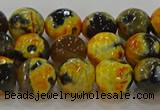 CAG9453 15.5 inches 10mm faceted round fire crackle agate beads