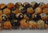 CAG9456 15.5 inches 6mm faceted round fire crackle agate beads