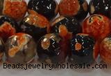 CAG9459 15.5 inches 12mm faceted round fire crackle agate beads