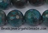 CAG9486 15.5 inches 16mm faceted round blue crazy lace agate beads