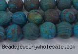 CAG9494 15.5 inches 8mm round matte blue crazy lace agate beads