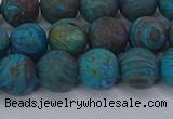 CAG9495 15.5 inches 10mm round matte blue crazy lace agate beads