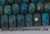 CAG9505 15.5 inches 6*10mm faceted rondelle blue crazy lace agate beads