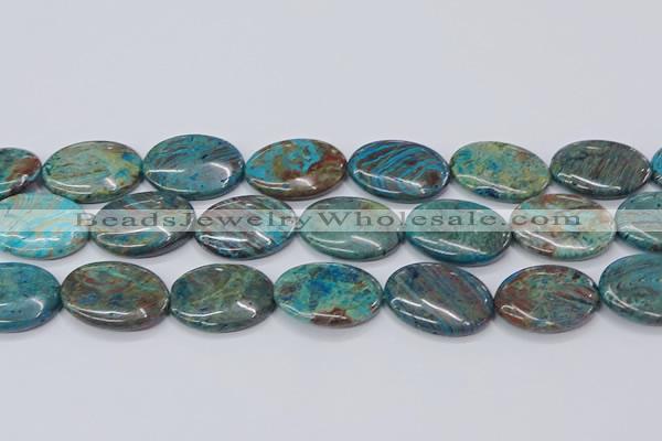 CAG9524 15.5 inches 18*25mm oval blue crazy lace agate beads