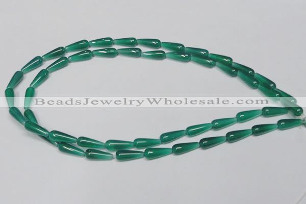 CAG957 15.5 inches 6*16mm teardrpop green agate gemstone beads