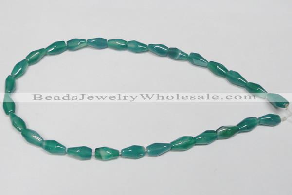 CAG958 15.5 inches 8*14mm faceted rice green agate gemstone beads