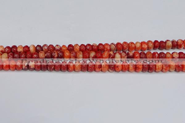 CAG9587 15.5 inches 5*8mm faceted rondelle crazy lace agate beads