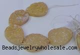 CAG9671 7.5 inches 30*40mm teardrop champagne plated druzy agate beads