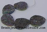 CAG9674 7.5 inches 30*40mm teardrop rainbow plated druzy agate beads