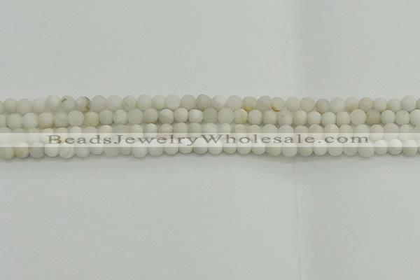 CAG9700 15.5 inches 4mm round matte grey agate beads wholesale