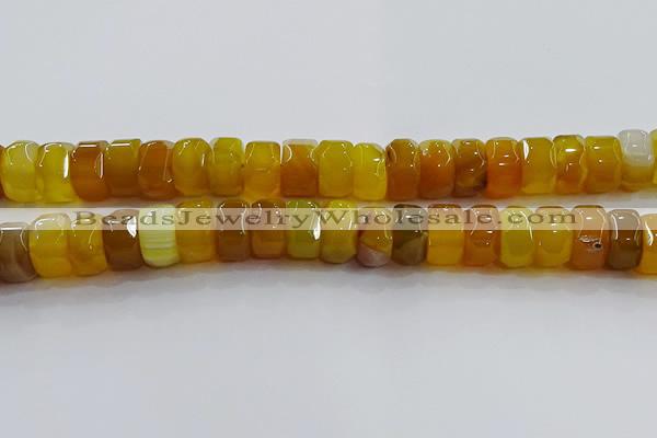 CAG9777 15.5 inches 8*16mm faceted rondelle agate gemstone beads