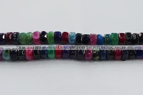 CAG9788 15.5 inches 8*16mm faceted rondelle agate gemstone beads