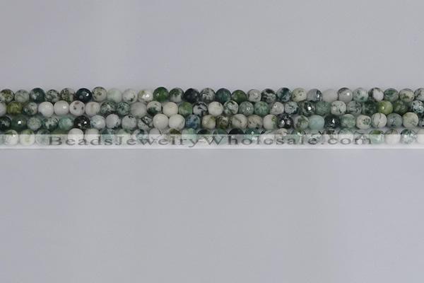 CAG9837 15.5 inches 4mm faceted round tree agate beads