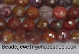 CAG9845 15.5 inches 4mm faceted round red moss agate beads