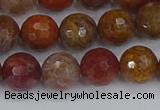 CAG9847 15.5 inches 8mm faceted round red moss agate beads