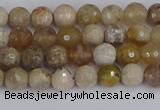 CAG9852 15.5 inches 4mm faceted round ocean fossil agate beads