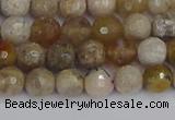 CAG9853 15.5 inches 6mm faceted round ocean fossil agate beads