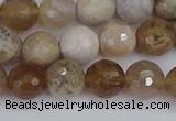 CAG9854 15.5 inches 8mm faceted round ocean fossil agate beads