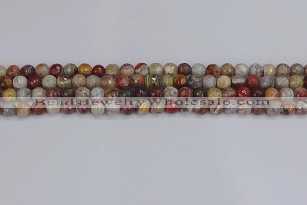 CAG9861 15.5 inches 6mm faceted round Mexican crazy lace agate beads