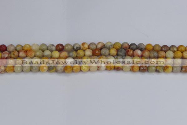 CAG9868 15.5 inches 4mm faceted round yellow crazy lace agate beads