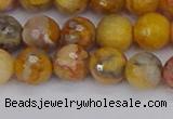 CAG9870 15.5 inches 8mm faceted round yellow crazy lace agate beads