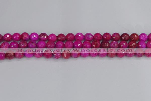 CAG9877 15.5 inches 8mm faceted round fuchsia crazy lace agate beads