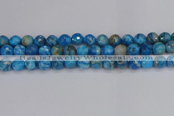 CAG9886 15.5 inches 12mm faceted round blue crazy lace agate beads