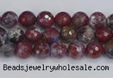 CAG9903 15.5 inches 4mm faceted round red lightning agate beads