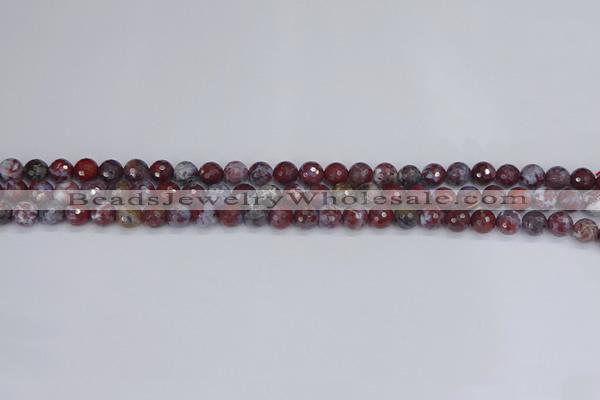 CAG9903 15.5 inches 4mm faceted round red lightning agate beads