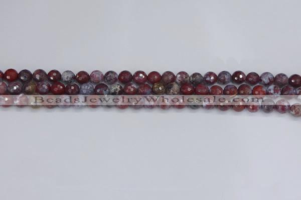 CAG9904 15.5 inches 6mm faceted round red lightning agate beads