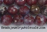 CAG9905 15.5 inches 8mm faceted round red lightning agate beads