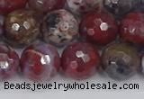 CAG9906 15.5 inches 10mm faceted round red lightning agate beads