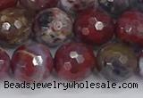 CAG9907 15.5 inches 12mm faceted round red lightning agate beads