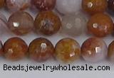 CAG9912 15.5 inches 8mm faceted round red moss agate beads