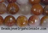 CAG9913 15.5 inches 10mm faceted round red moss agate beads