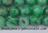 CAG9942 15.5 inches 12mm round green crazy lace agate beads