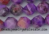 CAG9947 15.5 inches 10mm faceted nuggets purple crazy lace agate beads