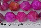 CAG9953 15.5 inches 10mm faceted nuggets fuchsia crazy lace agate beads