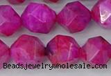 CAG9954 15.5 inches 12mm faceted nuggets fuchsia crazy lace agate beads