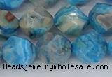 CAG9960 15.5 inches 12mm faceted nuggets blue crazy lace agate beads