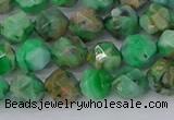 CAG9963 15.5 inches 6mm faceted nuggets green crazy lace agate beads