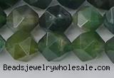 CAG9971 15.5 inches 10mm faceted nuggets moss agate beads