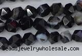 CAG9981 15.5 inches 6mm faceted nuggets black line agate beads