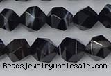 CAG9982 15.5 inches 8mm faceted nuggets black line agate beads